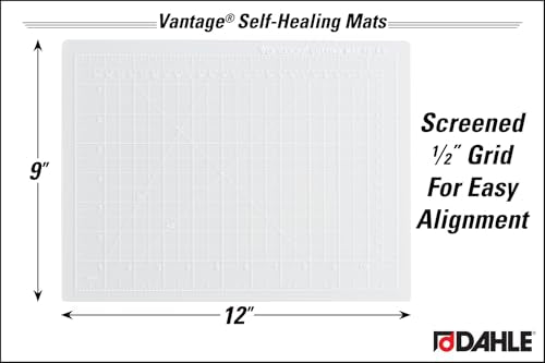 Dahle Vantage 10680 See-Through Premium Self-Healing Cutting Mat, 9"x12", 1/2" Grid, 5 Layers for Max Healing, Perfect for Crafts & Sewing, Clear - color: Clear, size: 12"L x 9"W