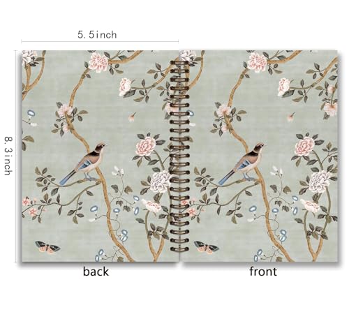 Vintage Floral Bird Spiral Notebook Journal, 5.5×8.3 Inch - color: flower 12