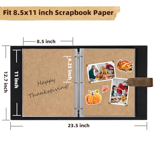 Vienrose 13"x11" Scrapbook Album Gift Set Faux Leather DarkBrown 60 Pages - color: Dark Brown, size: 12.8"X11.2" 30Sheets