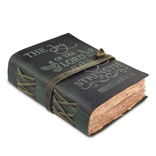 LEATHER VILLAGE Bible Study Journal Joy Verse, Turquoise 7x5. - color: Turquoise