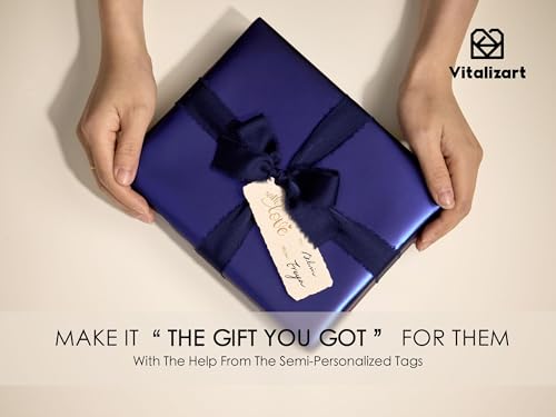 Vitalizart Matte Metallic Blue Wrapping Paper Set 17" Ribbons & Gift Tags | All-In-One Recyclable Luxury Elegant Gift Paper Roll Christmas Holiday Bridal Baby Shower Wedding Girls Boys Birthday 197" - color: Blue Paper & Blue Ribbons, size: 17 Inch