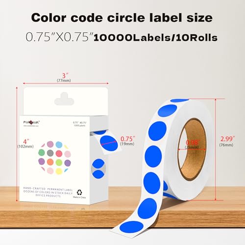 0.75 inch Colored Dot Stickers 4 Rolls 4000pcs Blue Round Marking Label - color: Blue, size: 10 Rolls-10000PCS