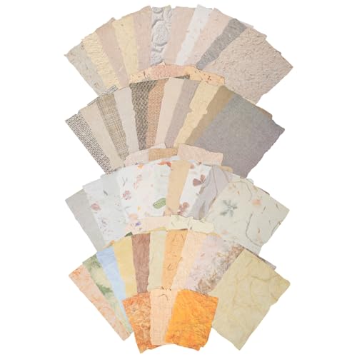 112 Pcs 4 Set Textured Scrapbook Paper Kit, Vintage Making Collage Junk Journal Supplies Cards, Embossed Rice Decoupage Paper Mixed Media for Scrapbook Supplies DIY Decorative Materials Craft Gifts