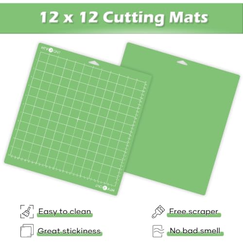 HTVRONT Standard Stickness Cutting Mats, 12x12, 2 Pack - color: Green, size: 12X12in