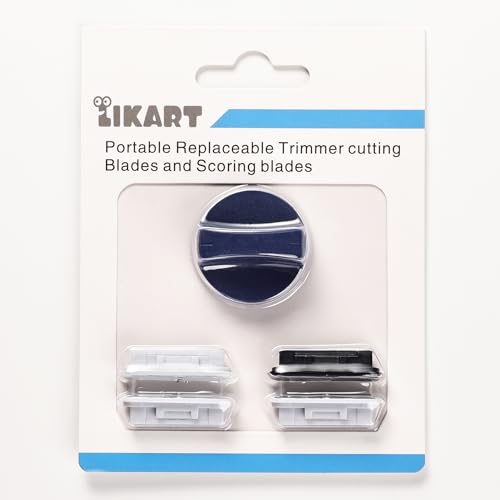 Likart 4-Pack Paper Cutter Replacement Blades Kit, Portable Trimmer Cutting Blades Compatible for Portable Trimmer/Basic Trimmer/Roll Holder,3 Cutting Blades & 1 Scoring Blades with a Holder,Blue - color: Blue(4P)