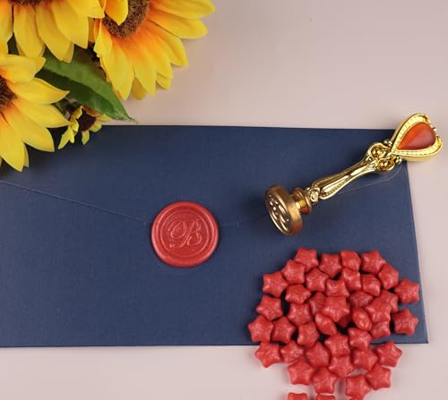 300 Pcs Lucky Star Sealing Wax Beads, PORXFLY Flash Waxs Seal Beads for Wax Seal Stamp, Great for Wedding Invitations, Wine Packages,Cards Envelopes, Gift Wrapping (Blood Red) - color: Blood Red
