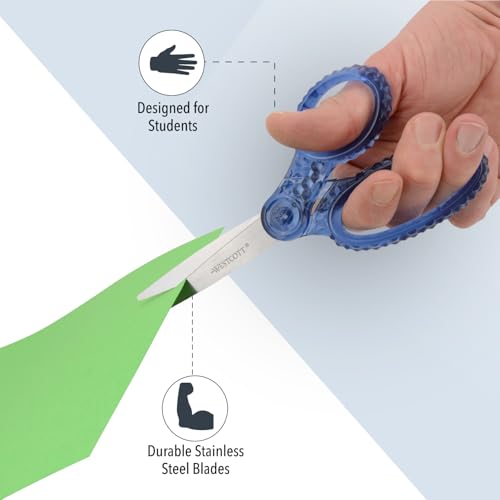 Westcott GEM Crystal-Design Scissors for Kids Ages 12+ - Back to School Essentials and Classroom Supplies - 7-Inch Pointed Student Scissors - for Right- or Left-Handed Use - Blue - 1 Pack - style: Blue Gem