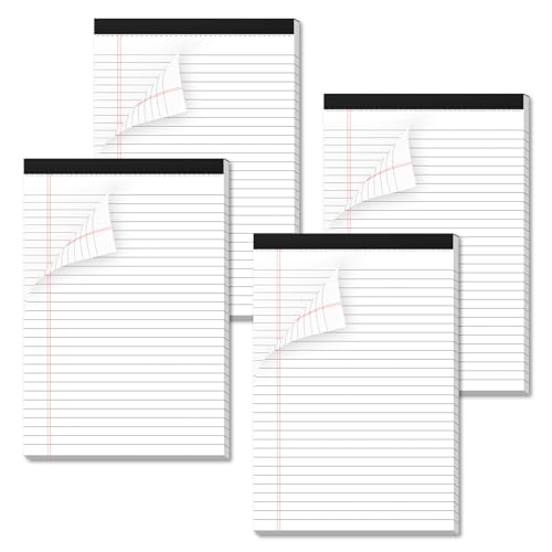 Nichela Legal Pads 4 Pack of Note Pads 6 x 9 Inch Notepad 21lb Thick Paper Legal Pad 30 Sheets Note Pad College Ruled Small Legal Pads 29 Lines Writing Pads for Writing, Sketching, and Note-Taking - style: White-4 Pack