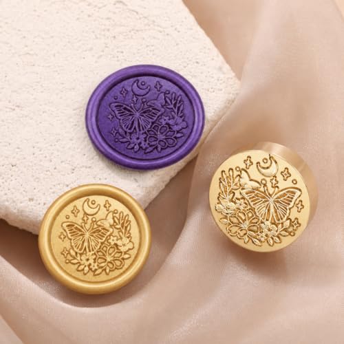 Butterfly Wax Seal Stamp, Animals Theme Brass Stamp with Wooden Handle - color: Butterfly