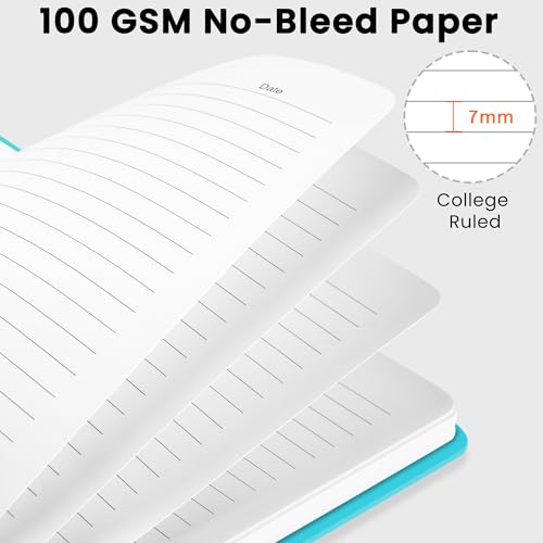 Lined Spiral Journal Notebook, A5 College Ruled Notebook for Note-Taking - color: G.Turquoise