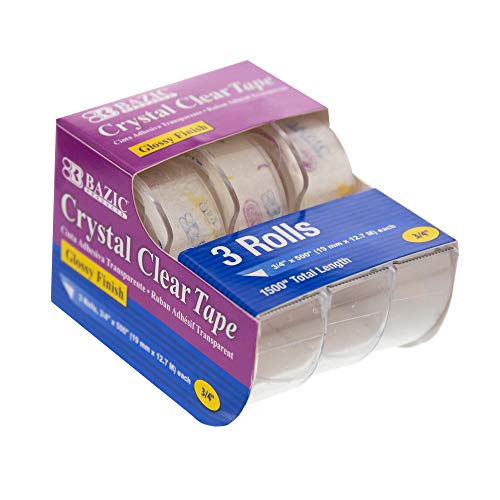 BAZIC PRODUCTS Crystal Clear Tape, 3/4 in x 500 in, 3 Ct, 144-Case - size: 3/4" X 500" (144-Pack)