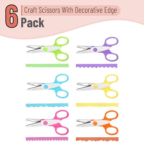 Mr. Pen- Craft Scissors Decorative Edge, 6 Pack, White & Vibrant - color: White & Vibrant