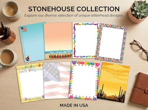 Stonehouse Collection Colorful Crayon Letterhead, 8.5" x 11", 60 Sheets | Ideal for Home & Office. Premium 60lb Matte Paper, 92 Brightness for Vivid Color Printing, USA Made - color: Crayons