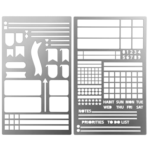 Ymapinc Metal Stencils for Journaling, 2pcs Calendar Stencil for Planner