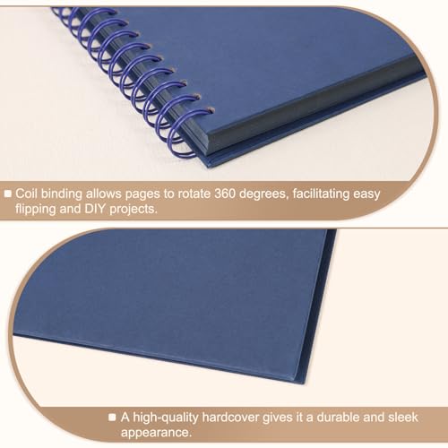 Scrapbook Album 8x8 Inches Hardcover Kraft 40 Pages Blue - color: Blue, size: 8"x8" 20 Sheets