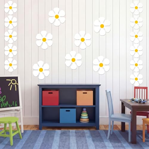 Outus Retro Flower Cutouts for 70s Hippie Party Wall Decor,White,4.33" - color: White, size: 4.33''