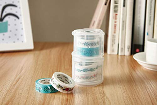 YUBBAEX Washi Tape Dispenser Tape Organzier Plastic Portable Office Holder for Arts, DIY Crafts, Journal Supplies, Scrapbooking -Cylindrical- (60mm) (Transparent)