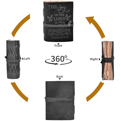 LEATHER VILLAGE Journaling Bible Joy Verse, Black 7x5. - color: Charcoal Grey
