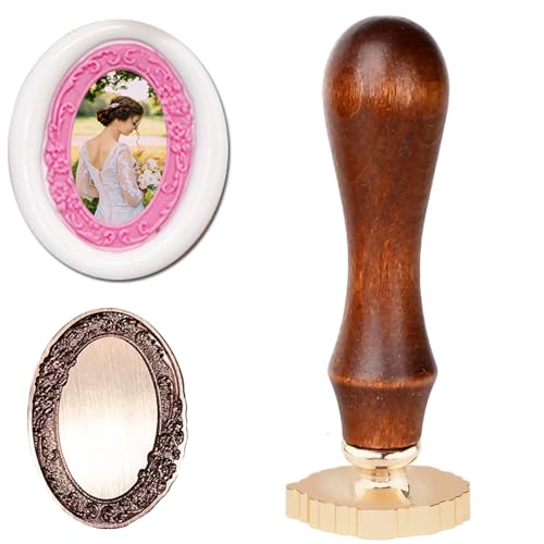 YOLAKIS Relief Carve Frame Wax Seal Stamp 3D Embossed with Rosewood Handle Vintage Floral Photo Frame Wax Stamp Ideal for Wedding Invites Gift Wrapping Envelopes & Christmas Cards Decor - size: 3D Frame Stamp, style: 3D Frame Stamp 04