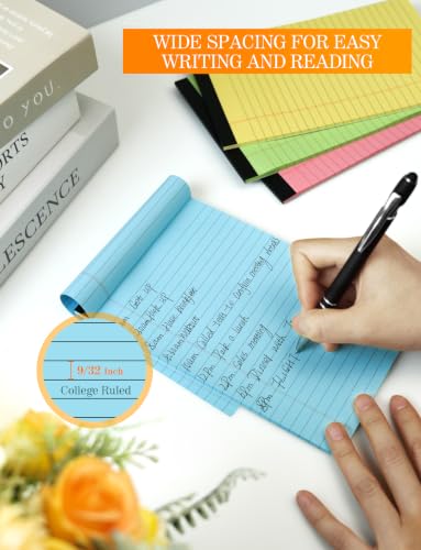 Small Legal Pads 5x8 Colored Note Pads, 6 Pack Small Notepads for Work - size: 5x8 IN, style: Colored - 6 Pack