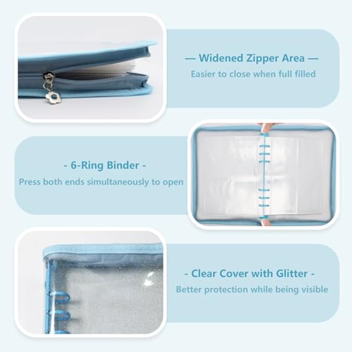 A5 Sticker Storage Organizer Binder Collecting Book Album, Blue - color: blue