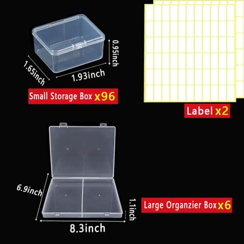 102pcs Bead Storage Containers, Bead Organizer Boxes And Craft Storage Boxes For Bracelet Making Diy Jewelry Craft Nails, Bracelets, Jewelry, Diamonds, Clay Beads, Screws(6 Pack 96pcs) - color: 6 Pack 96pcs(1.93x1.65x0.95inch)