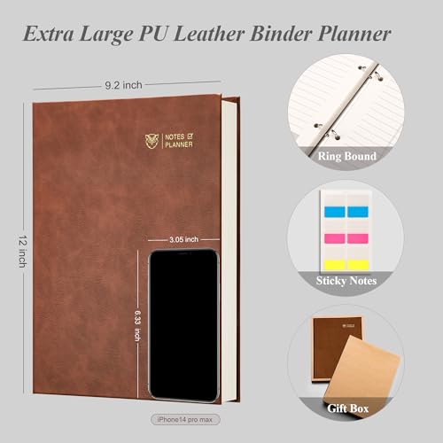 EMSHOI Undated Hourly Daily Planner, 240 Pages, A4 Size (9.2" x 12") - color: Coffee