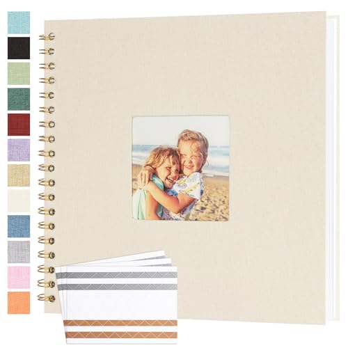 Scrapbook Photo Album Linen Cover 10x10 Inches 40 Pages Beige | Hardcover Kraft Scrap Book Memory Book DIY Scrapbook Albums for Wedding Baby Boyfriend Travel Anniversary Family - color: Beige, size: 10"x10" 40 Pages