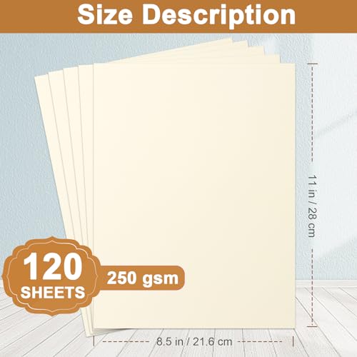 Silunkia 120 Sheets Cream Cardstock 8.5 x 11 Off White Paper 92lb - color: Cream, size: 120 Sheets