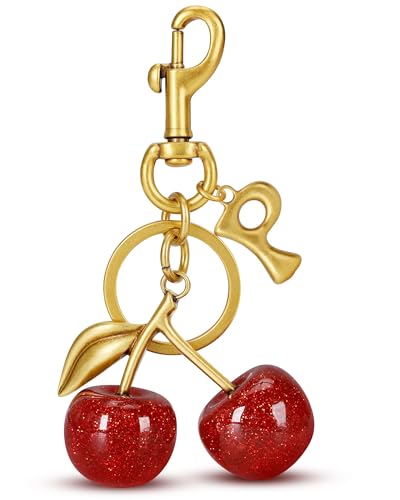 Cherry Initial Bag Charm for Handbags, Purse Charm Keychain - color: P