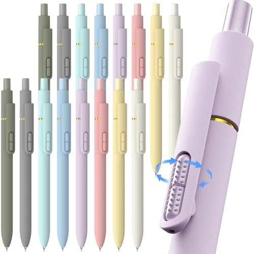 inkipen 16 Pcs Gel Pen-with Fidget Clip, Black Ink, Fine Point(0.5mm) - color: Morandi-16PCS