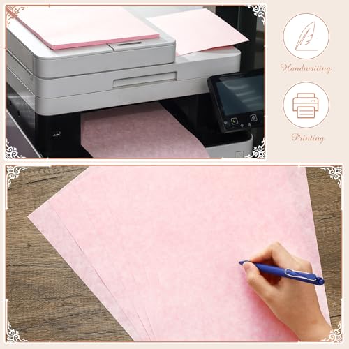 Epakh 100 Pcs Old Age Parchment Paper 8.5 x 11 Inch Standard Letter Vintage Colored Old Parchment Double Side Printing Paper (Light Pink) - color: Light Pink