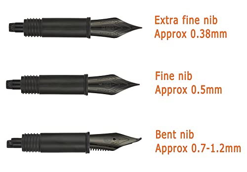 Set of 3 Hongdian Fountain Pen Black Nibs (Fine, Extra Fine and Bent Nib) for Black Forest 1850, 1851, 1861, M2, M1, 1843, 6013, 517D, 517S, 525, 1843 and 920 Series - color: Black, style: EF, F, Bent