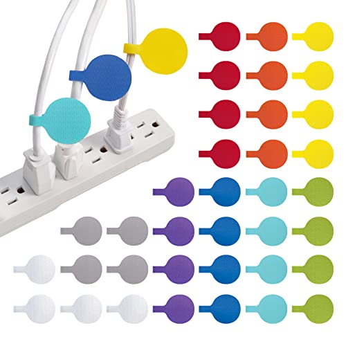 Cable Labels - Wrap-It Storage - Circles, Multi-Color (36-Pack) - Color Coded Labels for Organizing, Wire Tags Write on Surface for Labels for Charging Cords and Electronics | Color Coded Labels for Organizing, Wire Tags Write on Surface for Labels for Ch
