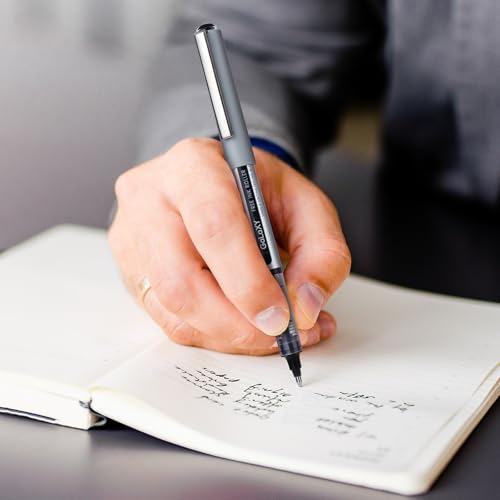 EYEYE Rollerball Pens 1.0mm, 12 Pack (6 Black 6 Blue) Roller Ball Pen Quick Dry, Liquid Ink Pens Bold Point Smooth Writing Pen for Journaling, Note Taking, Office, School Supplies - color: Black+Blue, size: 1.0mm