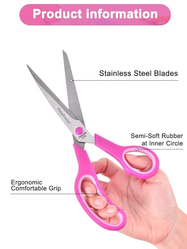 Craft Scissors Set of 4, Scissors All Purpose, Sharp Blades, Ergonomic Semi-Soft Rubber Grip, Suitable for Office, Home, School, Sewing, Fabric, Art Craft Supplies, 9.6", 8.5", 6.4", 5.5" - size: 9.6", 8.5", 6.4", 5.5"(4-Piece Set)