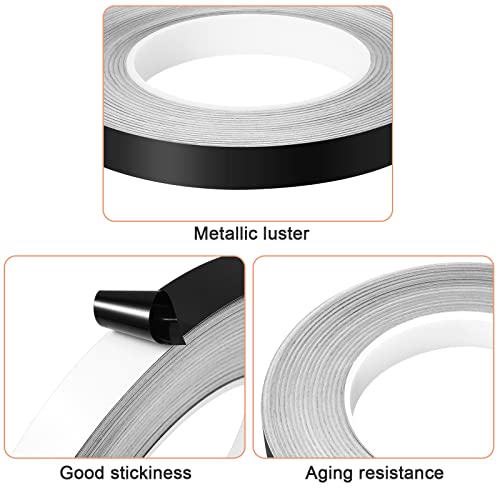 Zonon Black Washi Tape for Wall Decor Self Adhesive 5/10/15mm | Black Foil Pinstripe Tape, Mirror, 3 Widths Total 164 Yards, Easy to Apply for Furniture Car Arts Graphic Decoration - color: Black, size: 5/10/15mm