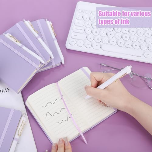 Aodaer 50 Sets Pocket Notebook Journal with Pens, 160 Pages, 3.5 x 5.5 Inch Mini Lined Journal Notebook A6 Leather Hardcover College Ruled Notepad with Pen Holder for School Office Gifts, Lavender - color: Lavender