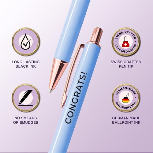 MESMOS 3pcs High End Luxury Congratulations Gifts for Women, Job Promotion Gifts for Women, Thank You Gift for Teacher, Employees, Coworkers, Mentors & Managers German-Ink & 1mm Swiss-Tip Luxury Pen. - style: Congrats!