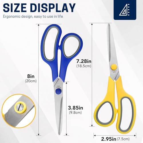 BURVAGY 20 Pack 8" Scissors All Purpose, Heavy Duty Scissors for Office - color: 20 Pack