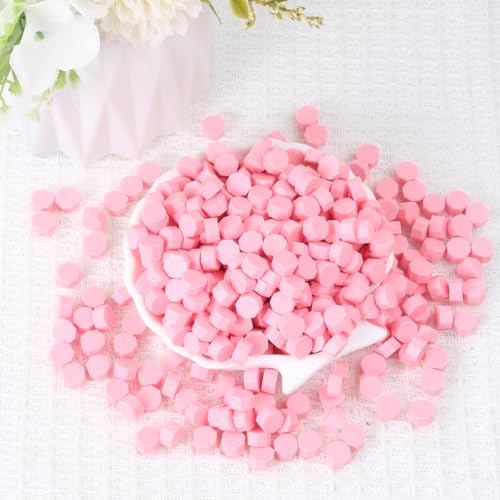 Peach Red Wax Seal Beads, HOSEALING Premium 360pcs Sealing Beads for Wax Seal Stamp, Pink Red Sealing Wax Pellets Refill Pack for Wax Seal Kit, Wedding Invitations, Envelope Letter Sealing - color: Peach Red