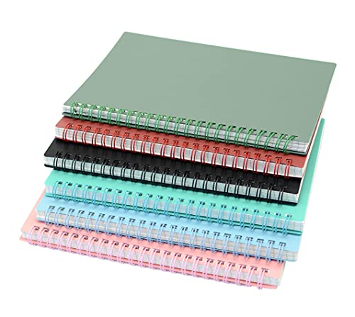 Yansanido Spiral Notebook, 6 Pcs A5 Thick Plastic Hardcover Graph Paper 6 Color 80 Sheets -160 Pages Journals for Study and Notes (6 colors, A5 5.7" x 8.3"-Grid)
