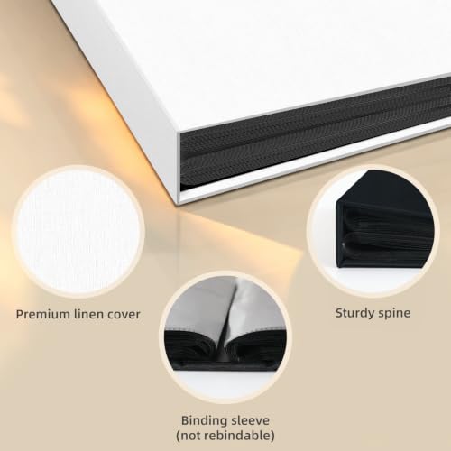 Popotop Photo Album 4x6 48 Pockets for Wedding Gifts,Linen Hardcover Picture Albums for Family Anniversary Baby Vacation Pictures - color: White, size: 48 Pockets
