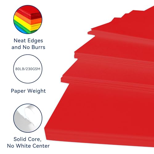 15Sheets Red Cardstock Paper 12x12 Card stock for Cricut, Thick Construction Paper for Card Making, Scrapbooking, Craft 90 lb / 250 gsm (Red) - color: Red