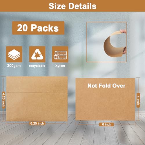 Silunkia 20 Packs Brown Blank Note Cards and Envelopes 4 x 6 - color: Brown, size: 4x6-20pcs