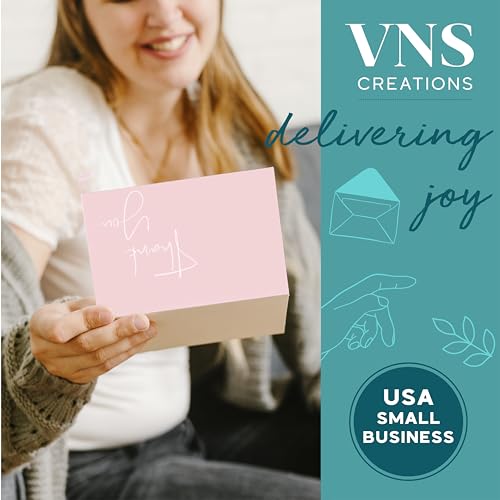 VNS Creations Thank You Cards With Envelopes - 100 Pack 4 x 6 Blank - Pink - color: Pink, size: 100 Pack - 4" x 6" (Value Pack)