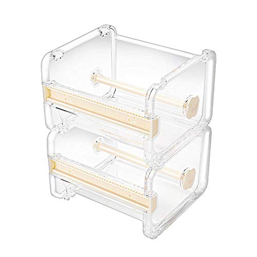 molshine 2 Pack Transparent Desktop Multi Washi Masking Tape Storage Dispenser,Tape Cutter,Tape Roll Holder (Not Include Masking Tape) (Beige) - color: Beige