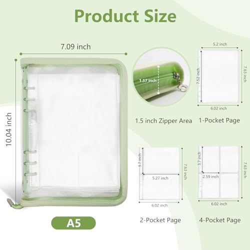 A5 Sticker Storage Organizer Binder Collecting Book Album, Green - color: green