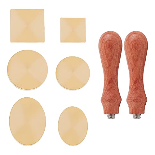 CRASPIRE Wax Seal Stamp Heads Set 6PCS Blank Sealing Wax Stamp Heads with 2PCS Wooden Handle for Wedding Invitations Envelopes Cards(2 Square 2 Round 2 Oval) - style: 6Pcs Square Oval
