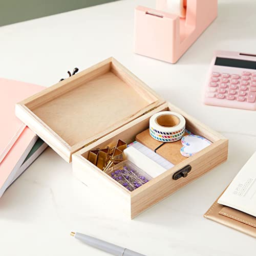 Juvale Wood Boxes for Crafts - 5.9 x 3.9 x 1.97 In, 6-Pack Brown Paulownia Wood - Paintable & Engravable Boxes to Decorate & Jewelry Storage - size: 5.9 Inch x 3.9 Inch x 1.97 Inch